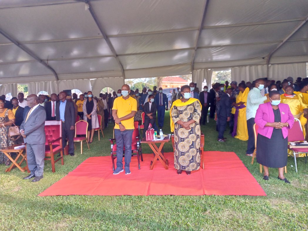 L-R: Former Vice President Edward Kiwanuka Sekandi, current Vice President <a href="/jessica_alupo/">Vice President Jessica Alupo</a> and her husband, and Prime Minister <a href="/RobinahNabbanja/">Rt. Hon. Nabbanja Robinah. PRIME MINISTER</a> grace President <a href="/KagutaMuseveni/">Yoweri K Museveni</a> Tour on Investment and Wealth Creation of Greater Masaka sub-region.