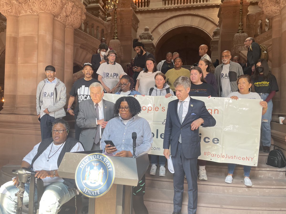 GETTING STARTED: We’re joining lawmakers in the NY Capitol to celebrate parole justice bills passing out of committee today. With majority support for both Elder Parole and Fair &amp; Timely Parole in both houses, we call on @CarlHeastie <a href="/AndreaSCousins/">Sen. Stewart-Cousins</a> to call a vote on the bills.