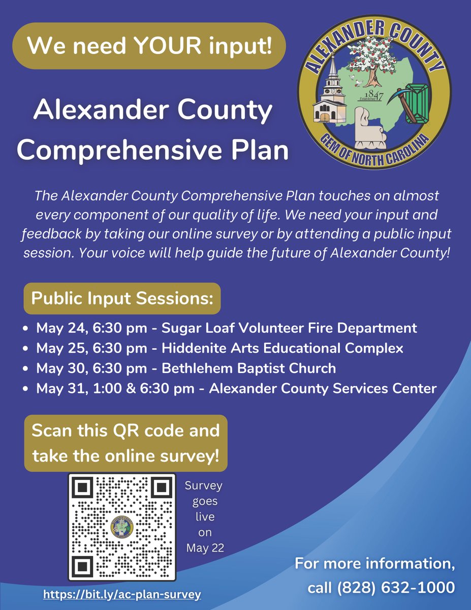 Tville_Times's tweet image. Work is underway to develop a new Alexander County Comprehensive Plan and citizen input is being sought to help guide the county’s future. An online survey is now available and a series of public input sessions have been scheduled.