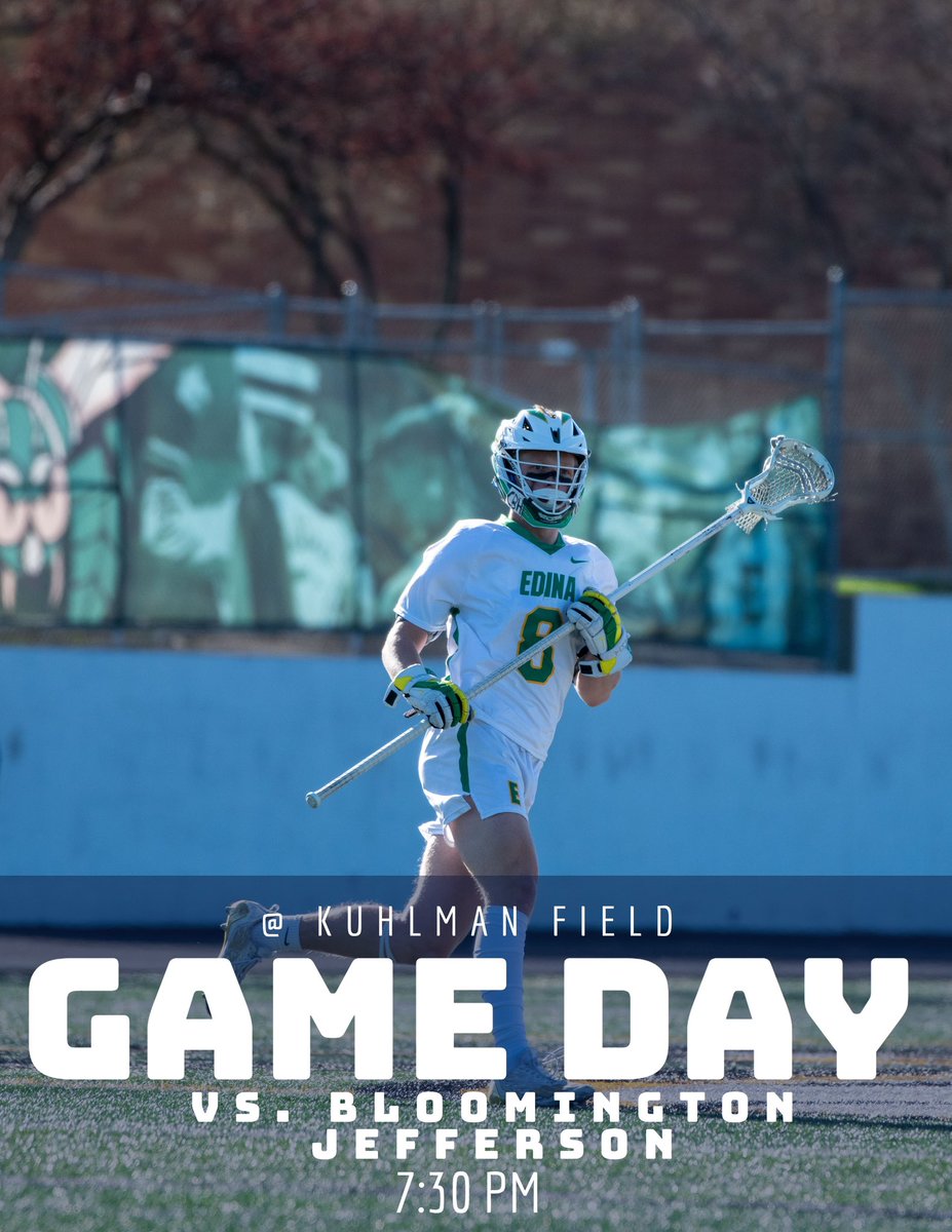 EdinaLacrosse's tweet photo. ***GAME DAY***

The Hornets host the Jaguars of Jefferson in a Section6 matchup!

JV, 6 PM Lower Turf
V, 730 PM at Kuhlman

#DialIn
#Section6 https://t.co/M5dI2jq3LK