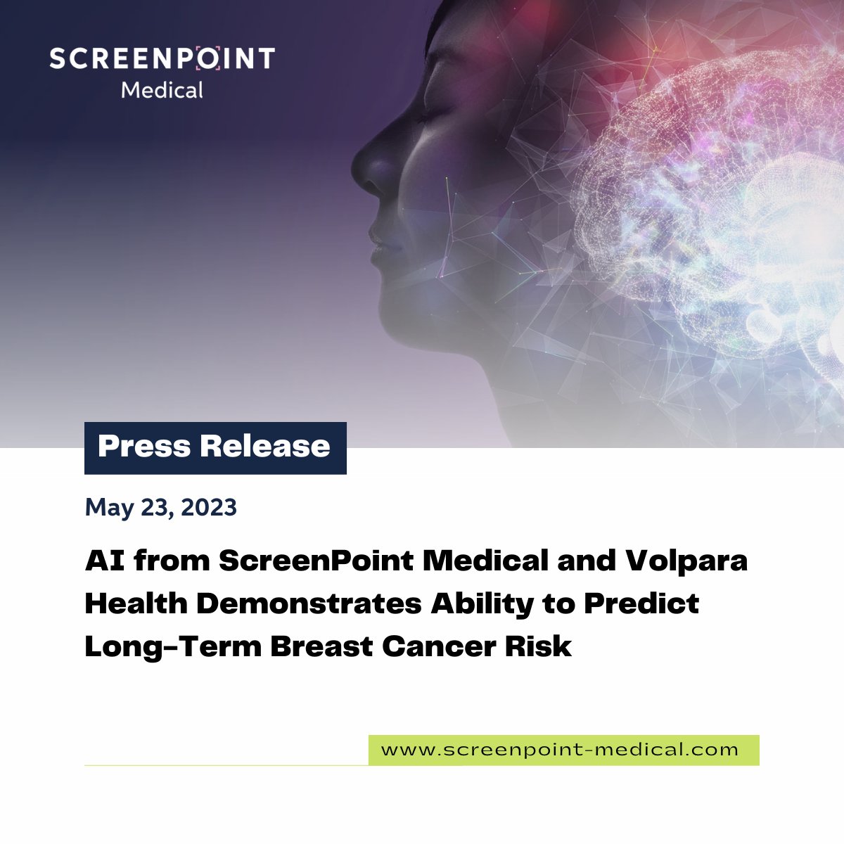 screenpointmed's tweet photo. Full release: https://t.co/Ckj6HM4eGm

Research from Mayo Clinic and UCSF find that the combination of Transpara ® Exam Score with Volpara TruDensity® can predict long-term risk of invasive breast cancers.

#ScreenPointMedical #Transpara #BreastAI #AI #Volpara #TruDensity https://t.co/psXhMxKWlp