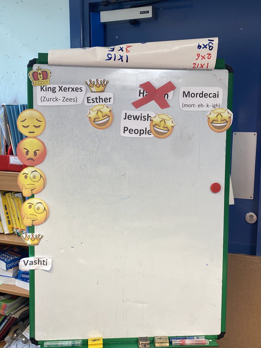 MissPottsTeach's tweet photo. Tried a new way of re-enforcing  and deepening understanding of Biblical storylines in RE today. We watched a video about the story of Queen Esther (quite a tricky story to understand) then retold the story using key words and emoji’s to consider how characters may have felt... https://t.co/NX9ZUSRqrW