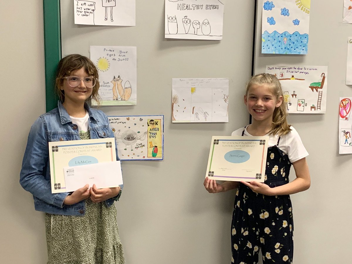 Two 3rd grade Jefferson Elementary students were selected as the winners of a poster contest for the Lackawanna Blind Association. Sierra Gager and Lily McGee were selected as winners of the contest and their art will be featured in the Lackawanna Blind Association coloring book.