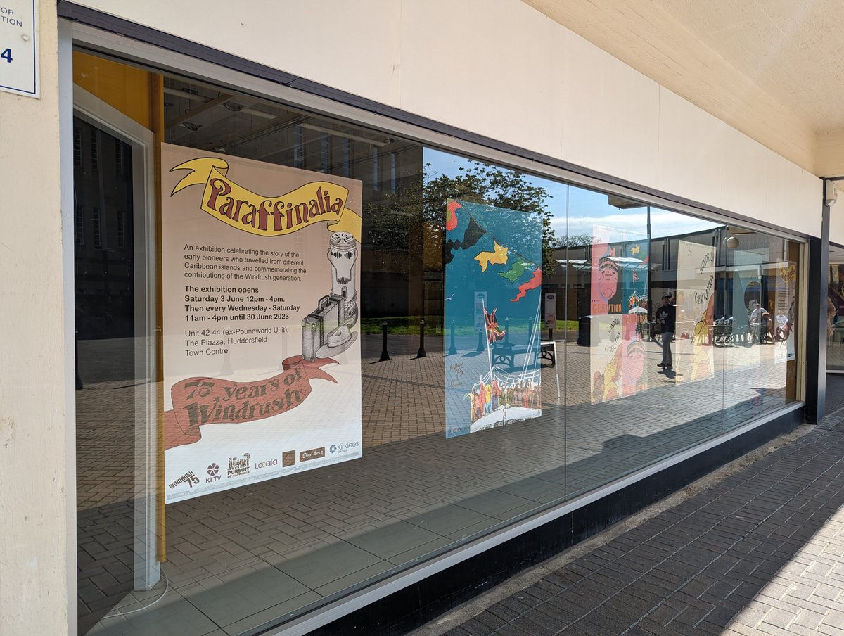 HCGC100's tweet photo. @KirkleesLocalTV,  @KirkleesCouncil, the council’s BAME employee network and local community organisations will host, ‘Paraffinalia’, an exhibition celebrating the 75th anniversary of Windrush

Wed - Sat 12pm 3rd to 20th June 2023, Wed - Sat, 11am - 4pm. Unit 42-44, The Piazza https://t.co/Wq4oAVbH5X