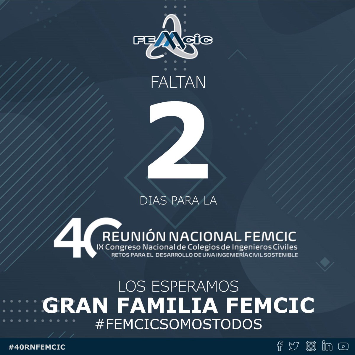 FEMCIC1's tweet photo. ¡FALTAN 2 DÍAS ! ⚠️

Los esperamos en la 40 Reunión Nacional FEMCIC que se llevará a cabo en la ciudad de Guanajuato,Gto del 25 al 27 de Mayo del 2023.
📌informes y/o inscripciones:
tel. 5551710020
Horario de 9:00 am a 5:00 pm.
#femcic
#femcicsomostodos
#ixconsejodirectivofemcic https://t.co/fsuWr7CbtA