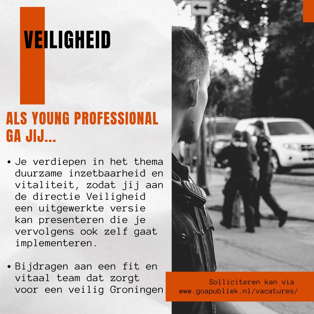 Gemeente Groningen zoekt Young Professionals!

Ben je recent HBO/WO afgestudeerd bij voorkeur richting HRM, Gezondheid, Bewegingswetenschappen of Sportkunde en wil jij het verschil maken in de verdere ontwikkeling van Groningen? Lees de volledige vacature op onze website!