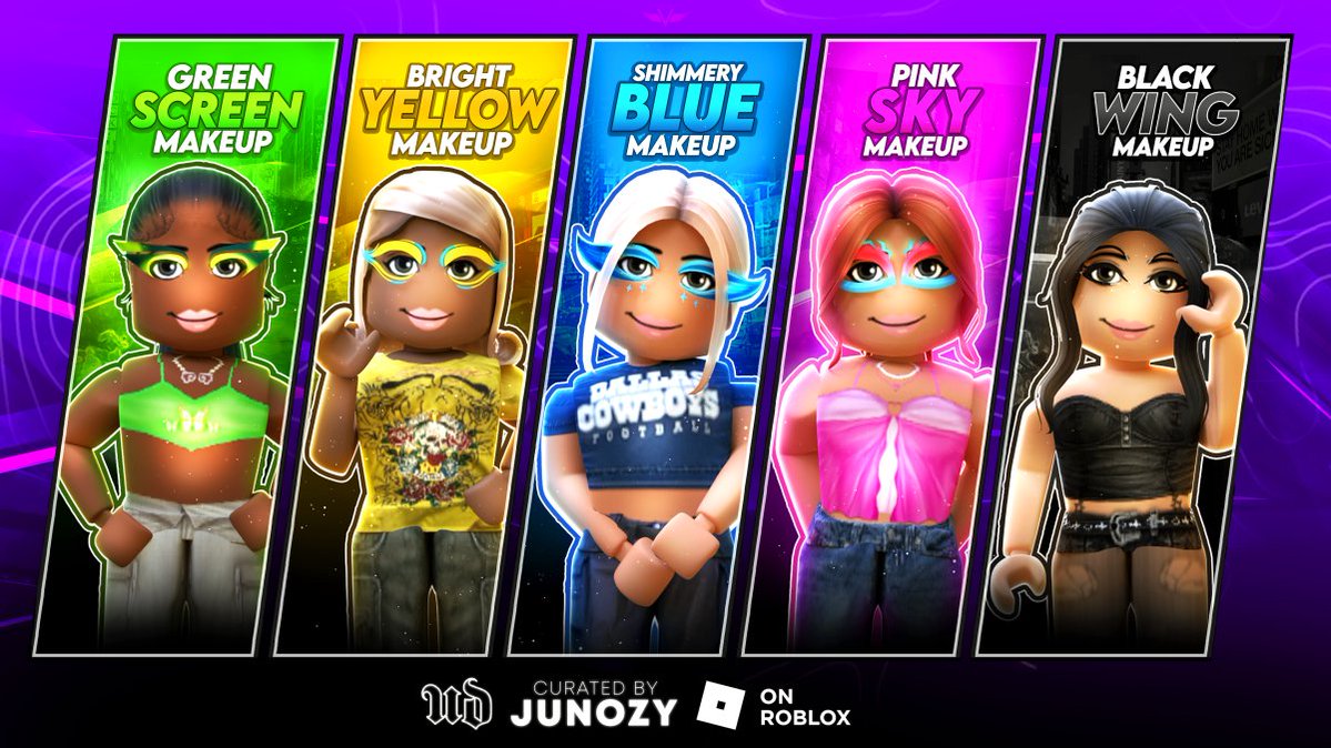 💜 I recently had the honor of turning some of @UrbanDecay's real-life makeup looks into colorful, popping makeup masks for your avatar on @Roblox! ☄️

🛍️Shop these designs, along with others, here: roblox.com/groups/1735799…

#Roblox #RobloxDev #RobloxUGC @ultabeauty