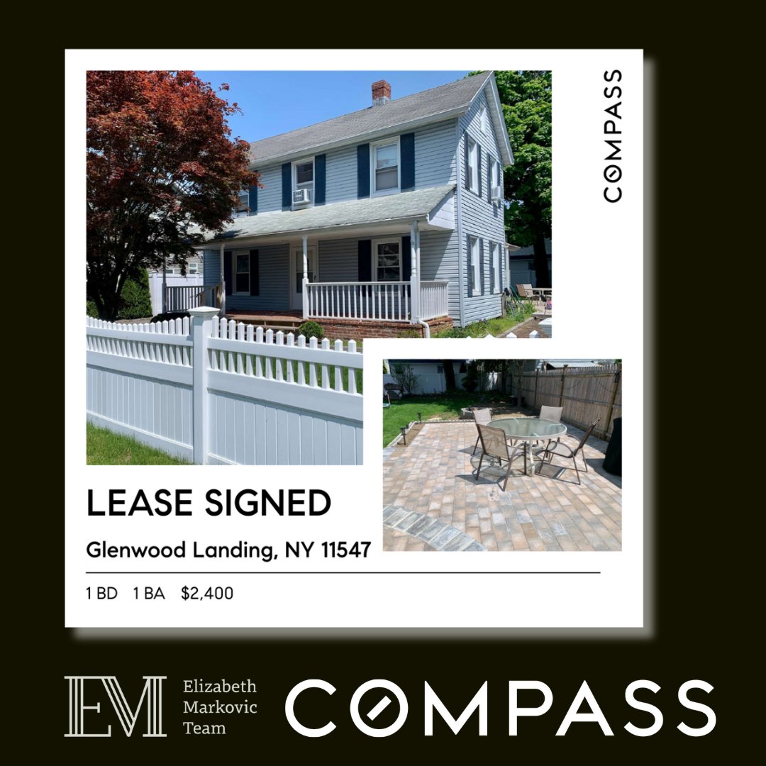 LEASE SIGNED - Always grateful for all my clients! Wishing my client a seamless move.

#ElizabethMarkovic #Compass #FloralPark #JustRented #RealestateGlenwoodLanding #NY #RealestateNY #HappyClient #newhome #leased #LeaseSigned