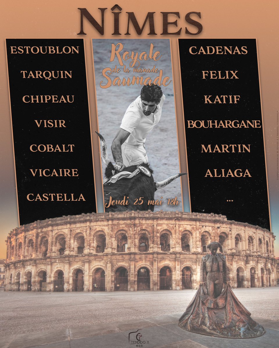 #Nîmes 🇫🇷 | Début de la feria aux  <a href="/ArenesNimes_SCP/">Arènes de Nîmes - Casas&Co</a> ce jeudi avec la Royale de la manade Saumade.

📸 <a href="/Justine_Messina/">Justine Messina</a>