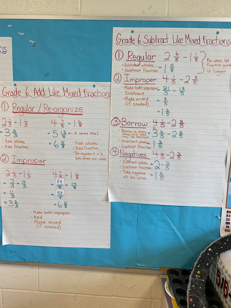 MsMasseyJ's tweet image. Today we developed quite a few strategies with the 6s on adding and subtracting like fractions. The favourite method for subtracting is a tie between borrowing and using negatives. #fraction #multiplestrategies #mathlearning