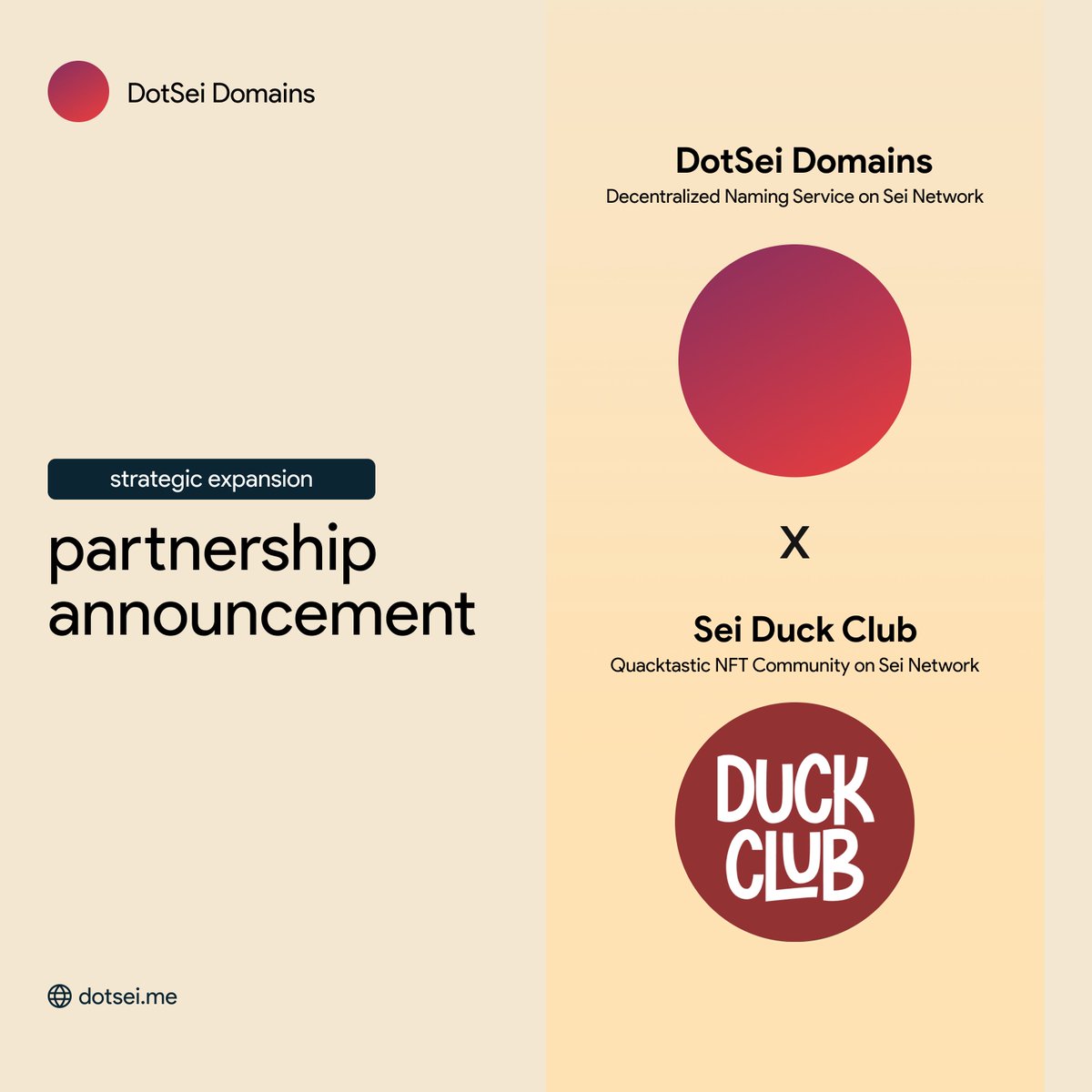 Ahoy Seilors ⚓️

We're thrilled to unveil a 𝙌𝙪𝙖𝙘𝙠𝙩𝙖𝙨𝙩𝙞𝙘 partnership with @SeiDuckClub - the epic NFT Project with unparalleled advantages for its holders! 🦆💎

Together, we'll create a nest where creativity and digital ownership flock together like never before! 🌊✨