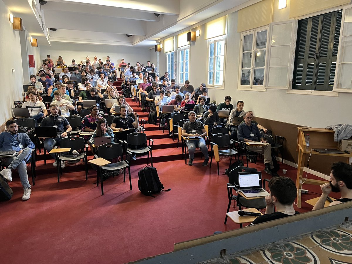 PBlockchainLab's tweet photo. Muhammad Ishaq, Joe Polny, and Argimiro Del Pozo give the first PyTeal tutorial of the #MEGA_ACE Summer School!  @AlgoFoundation @PurdueCS @csatrpi @coinfabrik @TAMUECE https://t.co/8T49HY6AeF