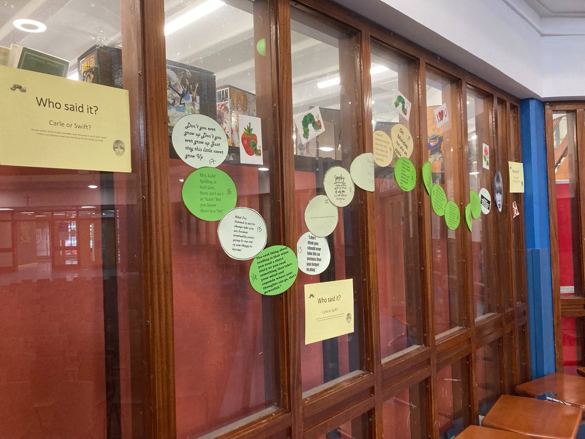 StNiniansLib's tweet photo. Why not take part in our new library competition - Carle or Swift? Follow the Hungry Swiftapiller quotes and work who who said what and you could win a prize! #nogoogling https://t.co/8KXdhSAUjp