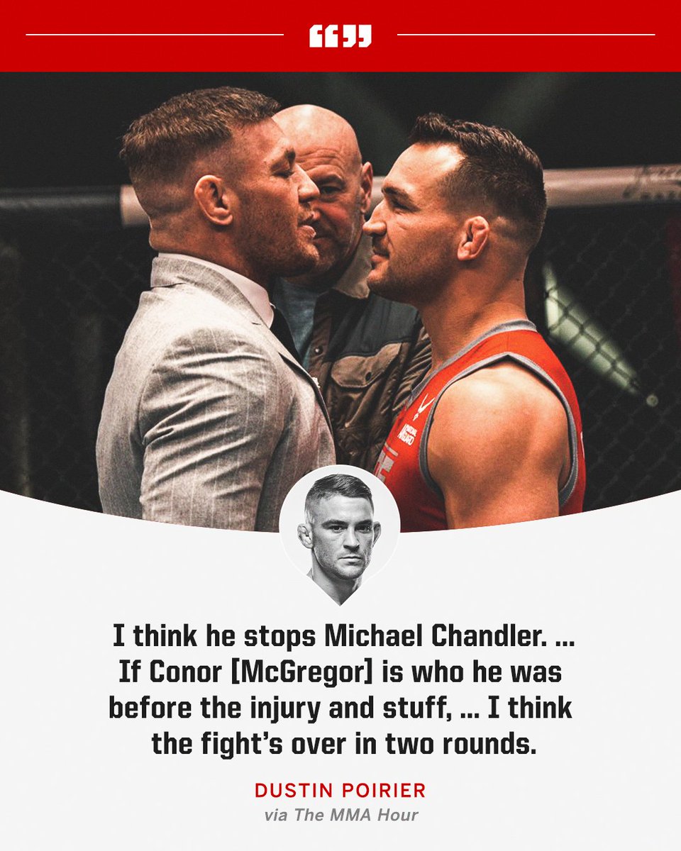 MMAWorldInside's tweet photo. : Poirier sees McGregor finishing Chandler EARLY in their fight 👀 https://t.co/5ty8YyO9ij