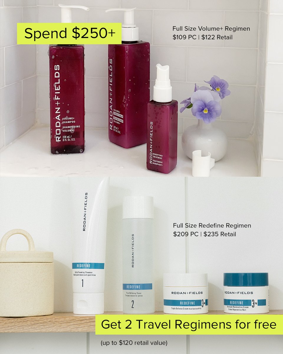 RodanFieldsHQ's tweet photo. Skincare? Haircare? Why choose when you really want both... or try something new! This offer is too good to miss 💁‍♀️

Offer valid through 5/31, while supplies last. See T+Cs: https://t.co/R3VbAi10hH

#PCPerks #miniregimen #rodanandfields https://t.co/RKZdvntsZS