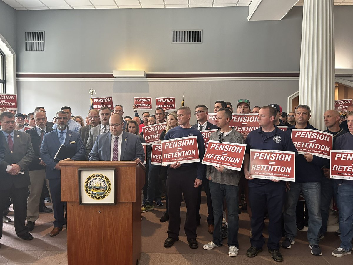PFFNH's tweet image. Pension = Retention! Not one of these members asked for a new or increased benefit, simply the benefit they had when they took the job. #NHPolitics @NH_Troopers @NHPoliceAssoc