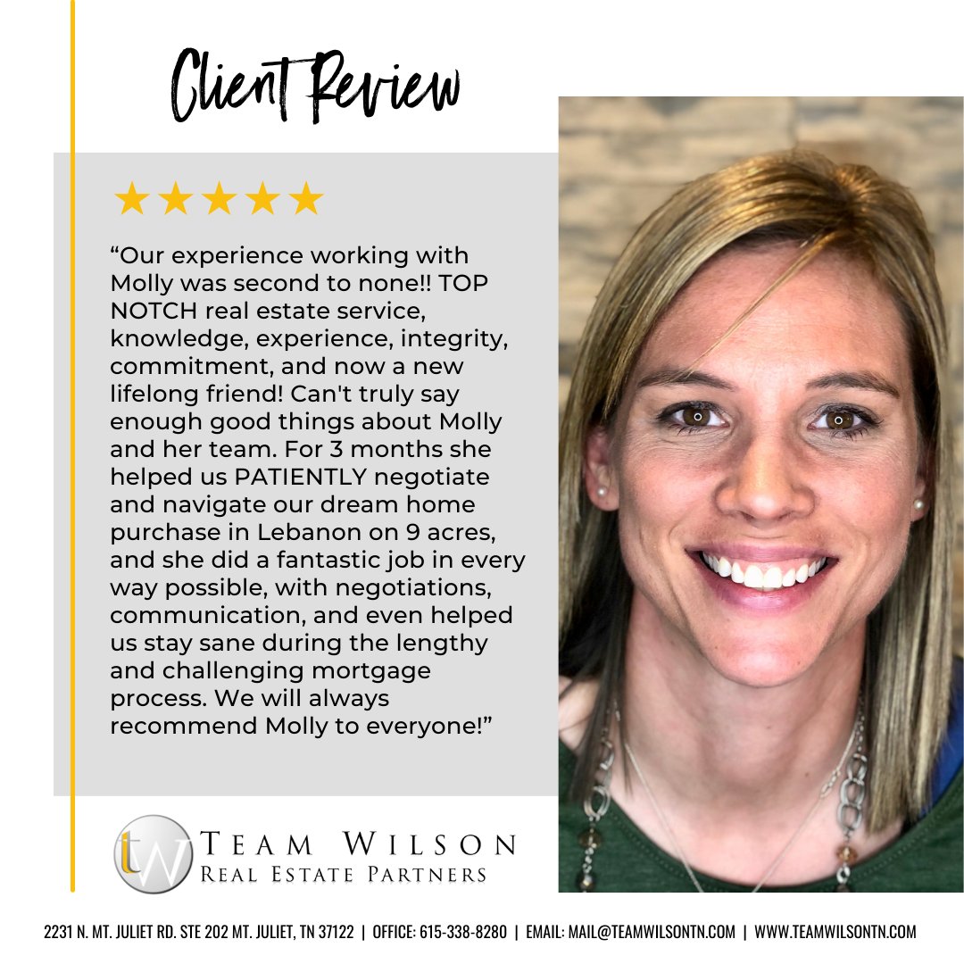 Are you looking for a top-notch real estate service? Look no further! Our team is here to get the job done! Contact us today to get the process started. 

#teamwilsonrep #buysellrentinvest #realtor #nashvilletn #mtjuliettn #lebanontn #murfreesborotn #franklintn #brentwoodtn