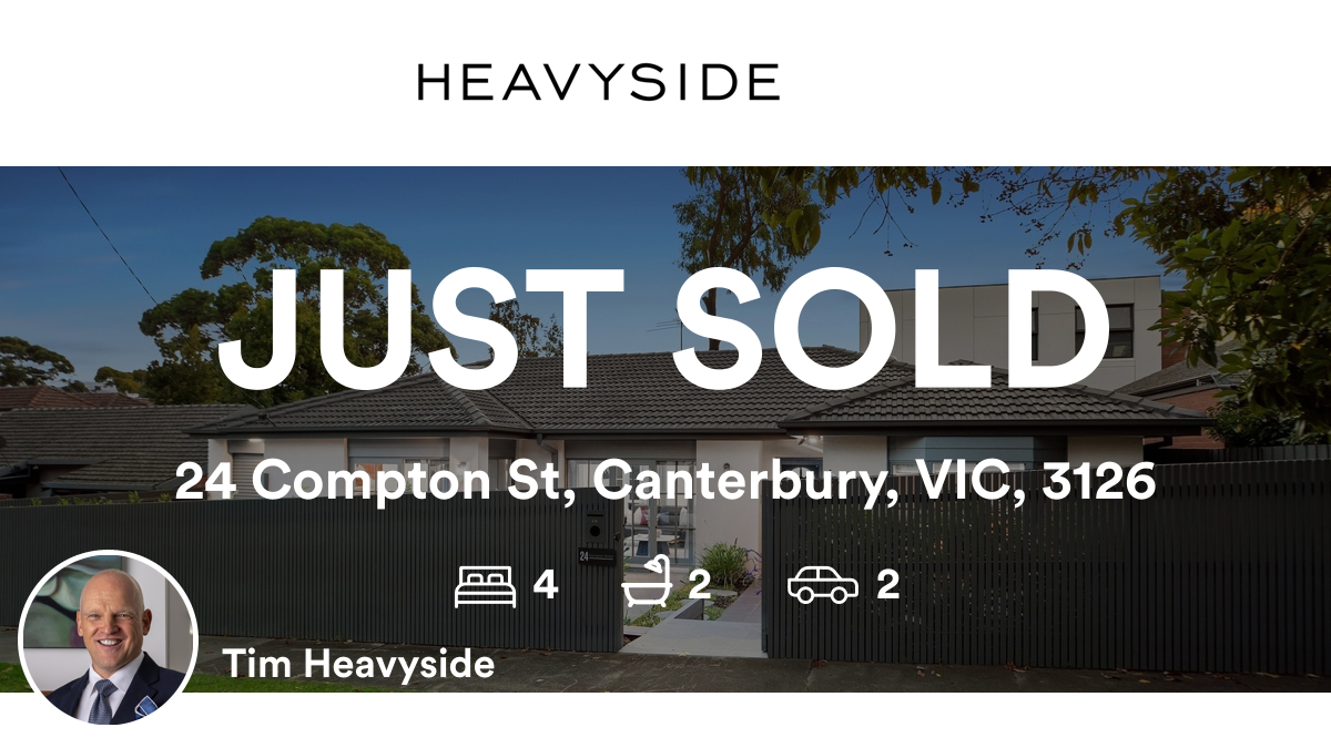 🛌 4 🛀 2 🚘 2
📍 24 Compton St, Canterbury, VIC, 3126

My latest sale on RateMyAgent.

rma.reviews/gxGLeMkASMGw

...
#ratemyagent #realestate #HEAVYSIDE