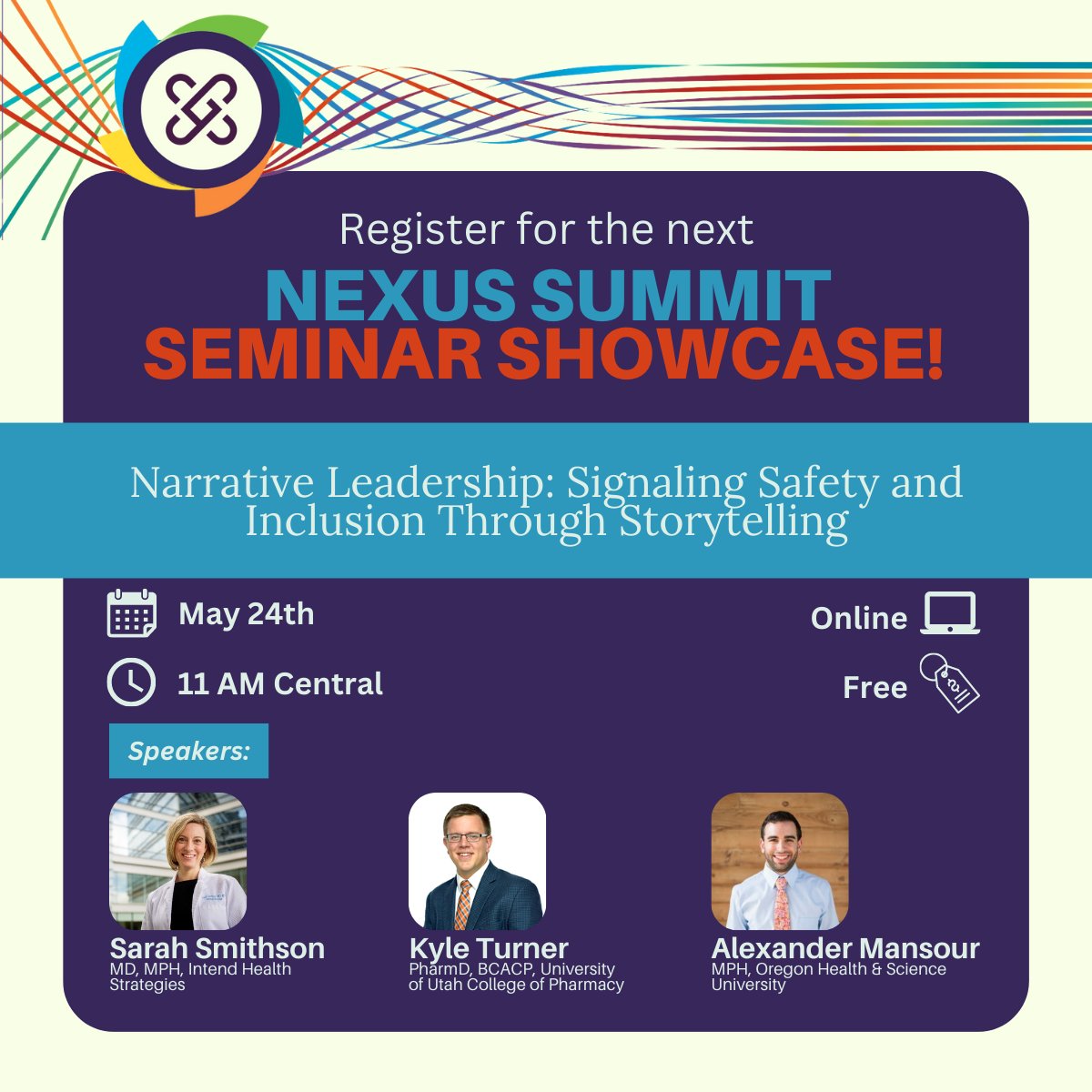Remember to register for this free webinar on May 24th! Speakers will discuss how to use storytelling as a leadership tool to enhance psychological safety in interprofessional teams. Participants will engage in discussions and skills training.

Register: bit.ly/3BaIz7K