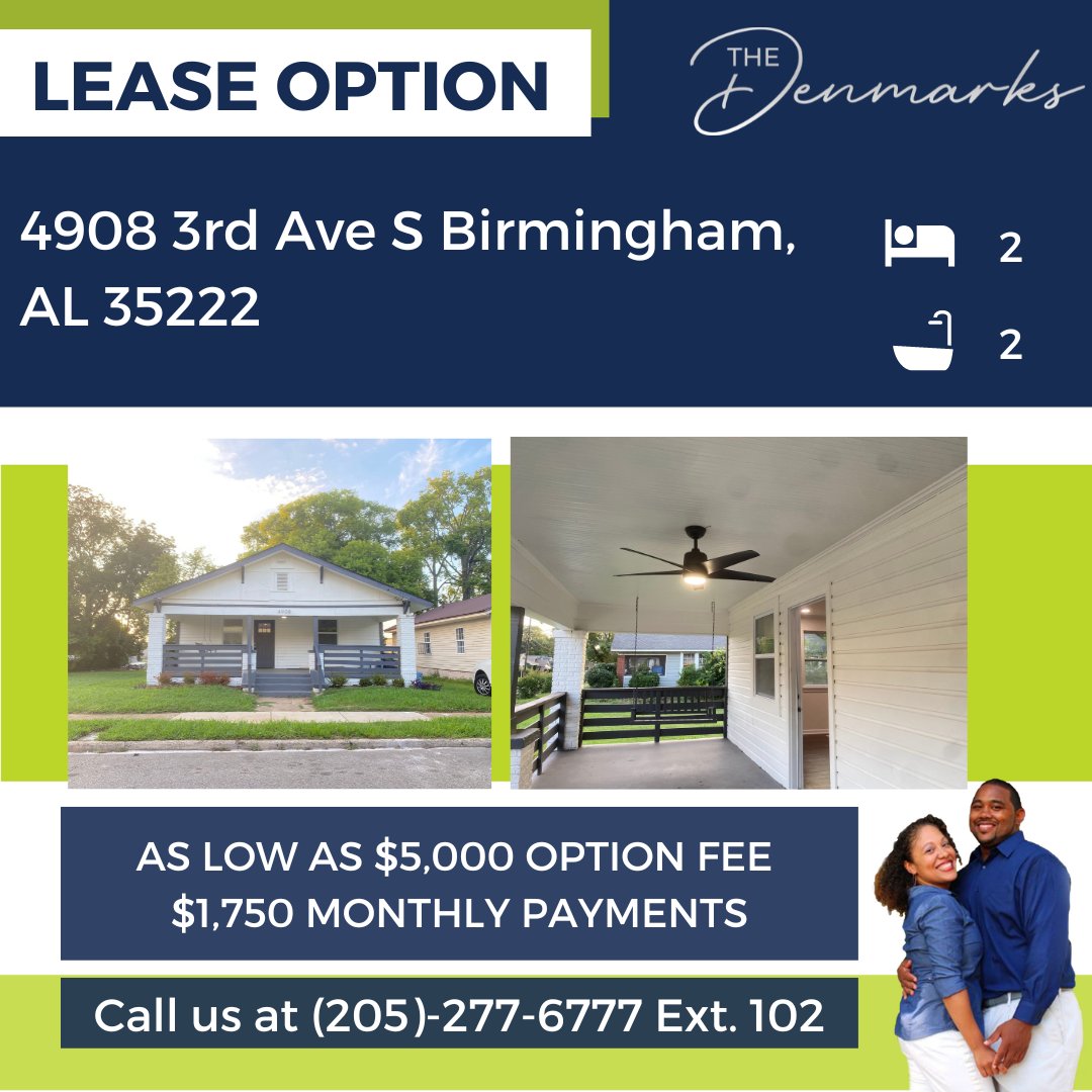This 2/2 home is available for Lease Options today! Call us now at (205)-277-6777 Ext. 102 #dphomebuyers #denmarkproperties #antonioandashleydenmark #webuyhouses #birminghamalabama #realestate #nicehomes #leaseoptions