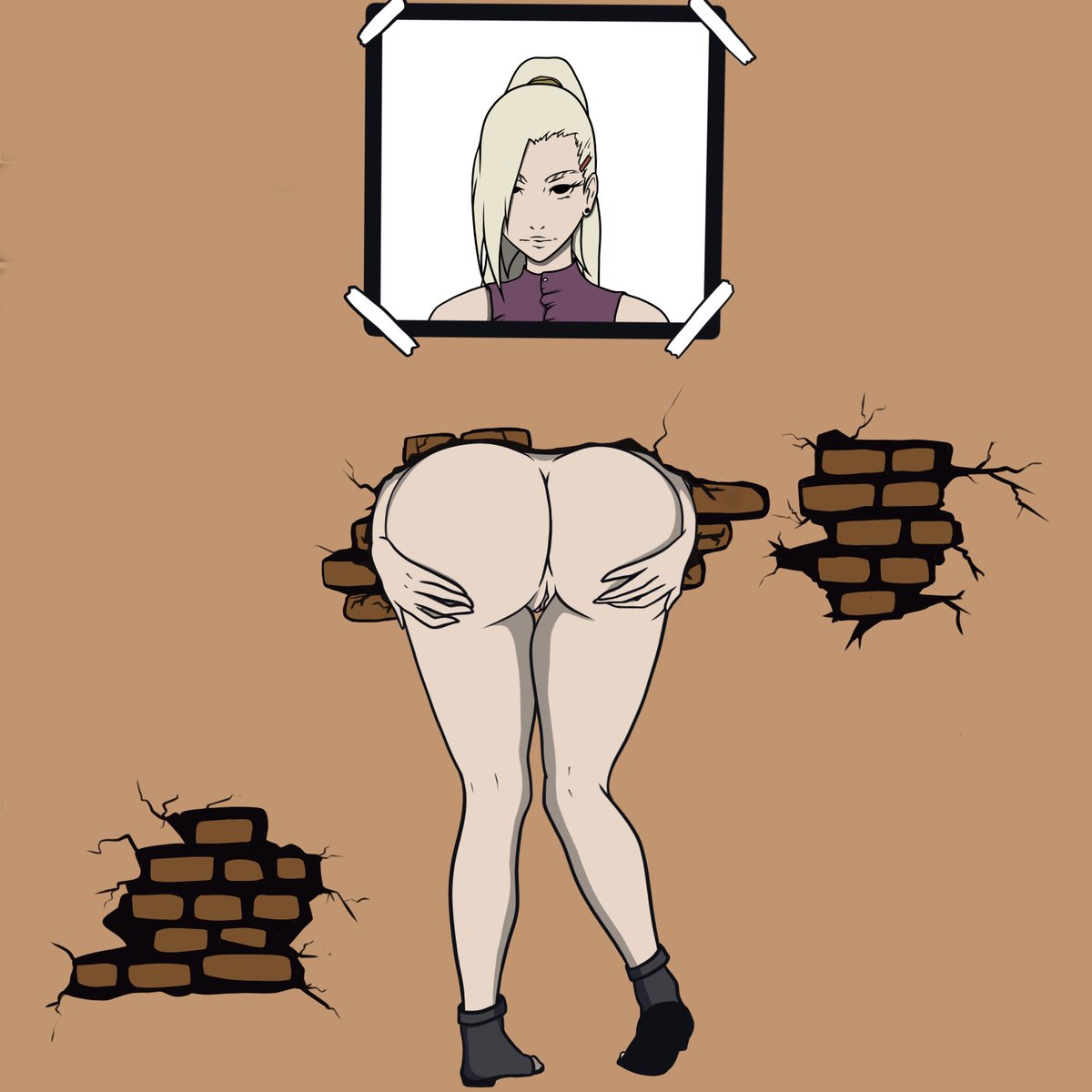 Haven't posted in a long time, sorry!
Here's Ino, willingly stuck in a wall