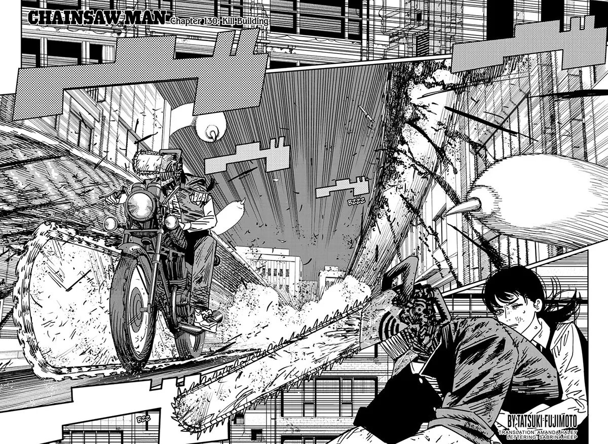Chainsaw Man, Ch. 130: It’s utter bedlam as Denji tries to ride his chainsaw motorcycle to freedom! Read it FREE from the official source! bit.ly/430XnCl