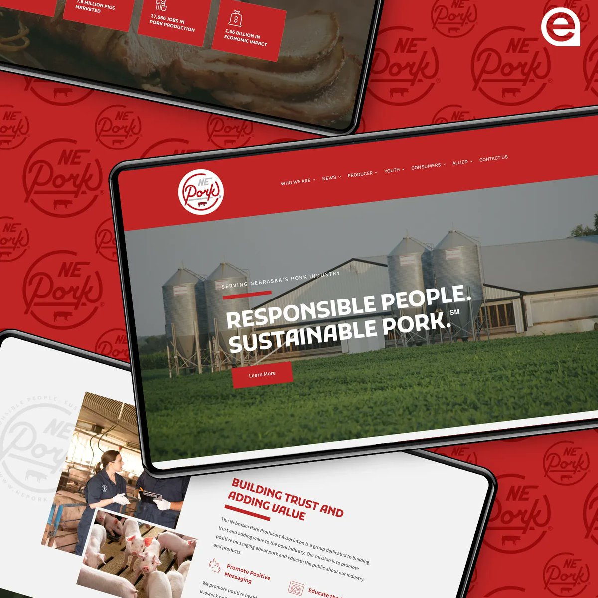 ebbekadesign's tweet photo. Not many days go by when we don’t think about pork. 🥓 🍴 Imagine how excited we were to work with the @NEporkproducers on their website redesign. An updated user experience will help Nebraska’s pork producers stay engaged &amp; informed. 🐷  👉 https://t.co/gNRkLQ83xl https://t.co/daalTprWdB