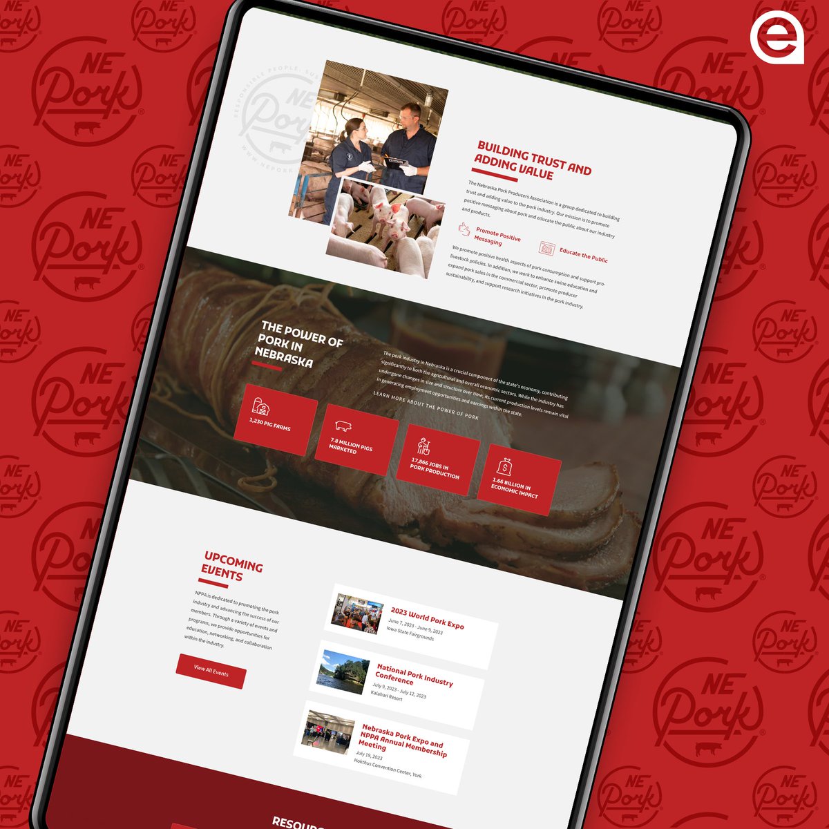 ebbekadesign's tweet photo. Not many days go by when we don’t think about pork. 🥓 🍴 Imagine how excited we were to work with the @NEporkproducers on their website redesign. An updated user experience will help Nebraska’s pork producers stay engaged &amp; informed. 🐷  👉 https://t.co/gNRkLQ83xl https://t.co/daalTprWdB