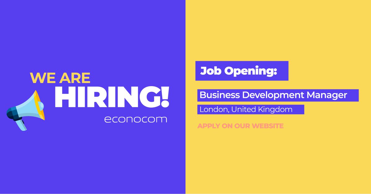 Econocom_UK (@econocom_uk) on Twitter photo We're #Hiring 🚀
<a href="/Econocom_UK/">Econocom_UK</a> are looking to expand our team!
🕵️♂️ Business Development Manager
📍 London United Kingdom
✍ Reporting to the Sales & Strategy Director
If you're interested in joining our growing team, apply on our website here - econocom.co.uk/jobs/business-… We're #Hiring 🚀
<a href="/Econocom_UK/">Econocom_UK</a> are looking to expand our team!
🕵️♂️ Business Development Manager
📍 London United Kingdom
✍ Reporting to the Sales & Strategy Director
If you're interested in joining our growing team, apply on our website here - econocom.co.uk/jobs/business-…