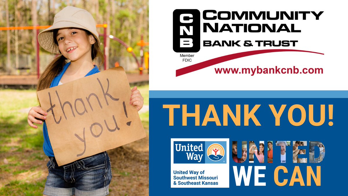 It’s #ThankYouThursday! Thank you to the great staff at @ComNatBankTrust in Pittsburg and Frontenac for your continued support of United Way and showing that #UnitedWeCan build a better future for everyone in our communities. #LIVEUNITED