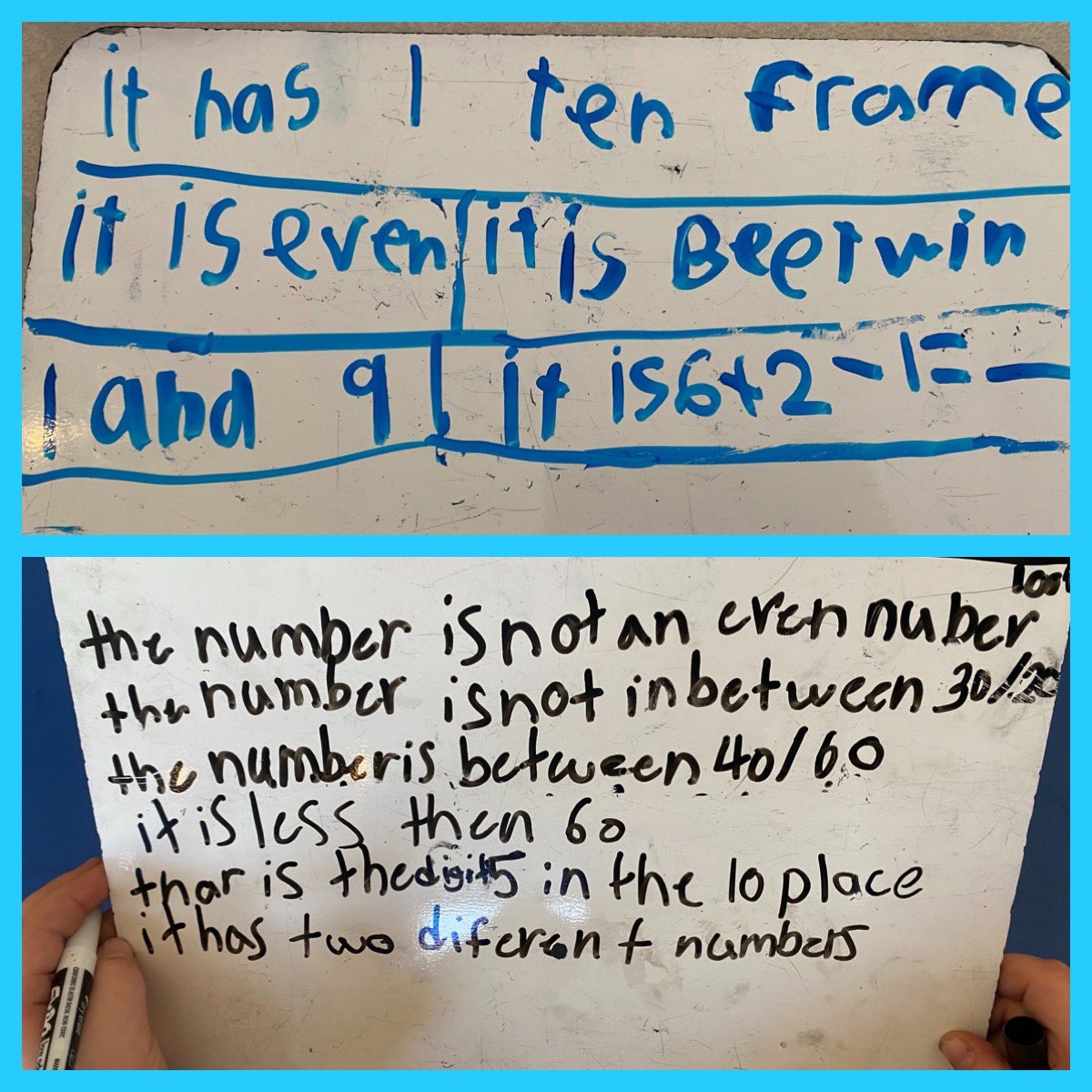 Sometimes I have the opportunity to help with writing in math. Today these grade 2s were writing clues for a mystery number. Great effort for the first time writing this way! @tracimckay <a href="/WilliamKingElem/">William King School</a> @HrceLiteracy