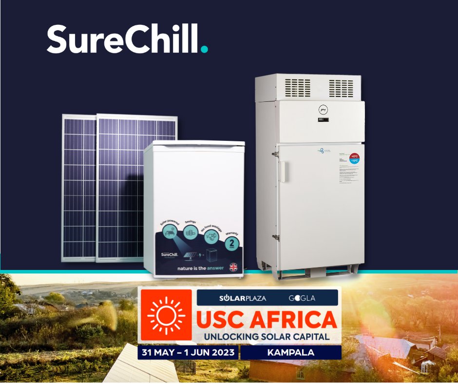 Sure_Chill's tweet photo. We will be attending the #UnlockingSolarCapital #Africa event from 31 May to 1 June 23 in #Kampala!
We would love to catch up and explore potential collaborations.
👉 Let’s schedule a meeting or simply connect during the event.
@GOGLAssociation @solarplaza https://t.co/oz3XGNLzFT