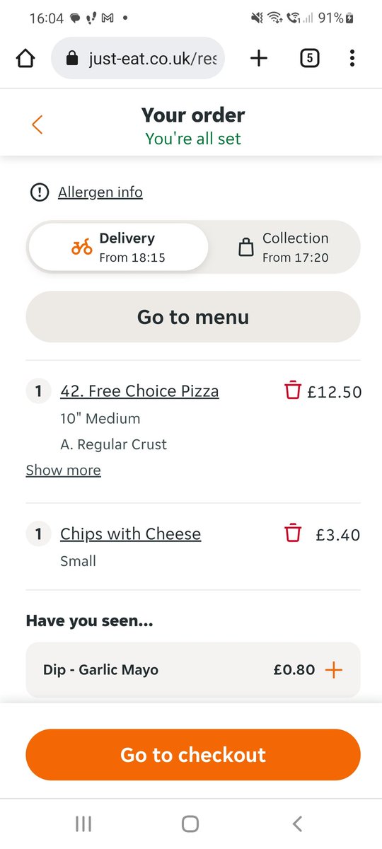 CSRizzoli23's tweet image. The one on the left is just eat and the image on the right is foodhub #CheaperOnFoodhub