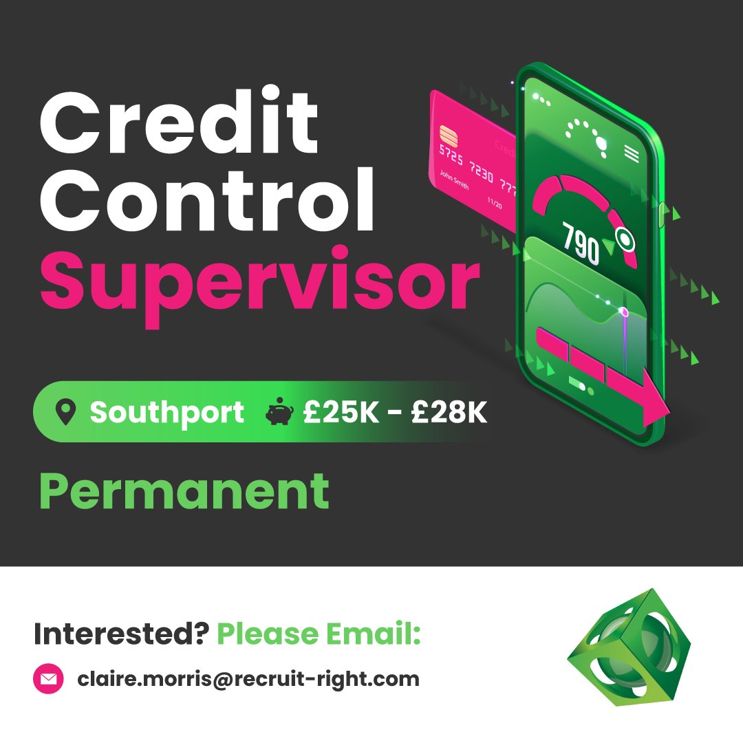#HOTJOB! Credit Control Supervisor
📍 Southport
Permanent role working with a reputable and thriving business.
Apply Now! Claire.morris@recruit-right.com

#recruitright #creditcontrol #southport #ukjobs #finance #perm #jobs