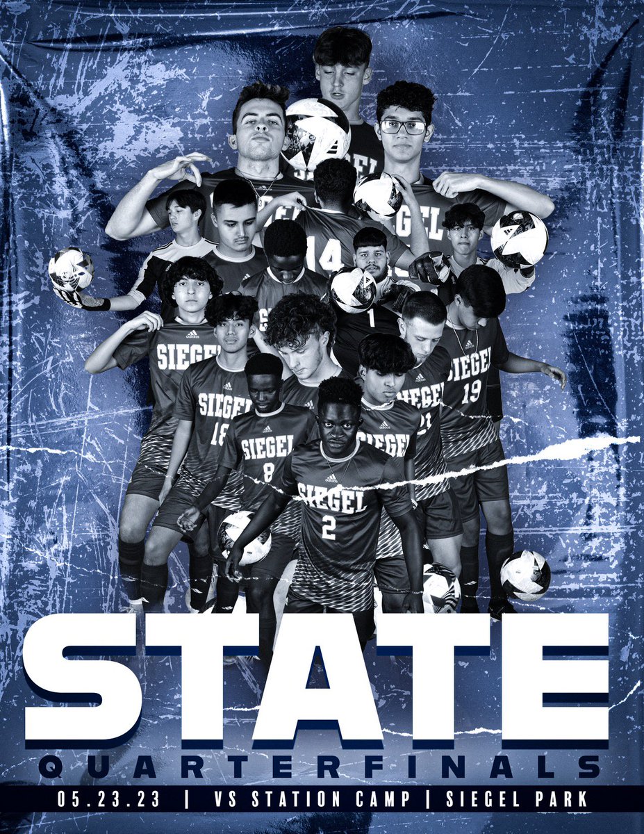 ⭐️ STATE QUARTERFINAL⭐️ 
Today @ 1:30pm
Vs <a href="/scbisonsoccer/">Station Camp Bison Soccer</a> 
Field 1, Siegel Park
Come out and support the boys!
<a href="/SiegelAthletics/">Siegel Athletics</a>  <a href="/Siegel_Nation/">The Nati❌n</a>
