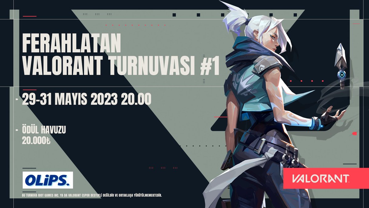 turnuvamcom's tweet photo. Ferahlatan VALORANT Turnuvası #1 Kayıtları Açıldı! 🎉
⏰ 29-31 Mayıs
🎁 Toplam 20 Bin TL Nakit Ödül Havuzu
🚹 Katılım Limiti 5v5 - 128 kişi
👉🏻 Kayıt için: https://t.co/DKjHkhqdd0
🕛 Son kayıt tarihi: 29 Mayıs - 15.00
#FerahlatanOlipsNefesiyleHareketeGeç #Olips #OlipsGaming https://t.co/dSoEroDZos