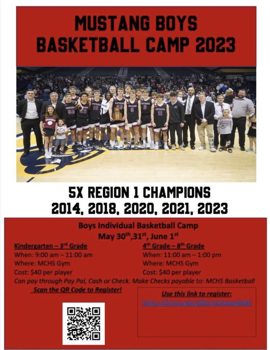 Boys Basketball Summer Camp
May 30, 31, &amp; June 1.
Sign up on the link below!

forms.gle/dyjUPPyHMRLheU…
