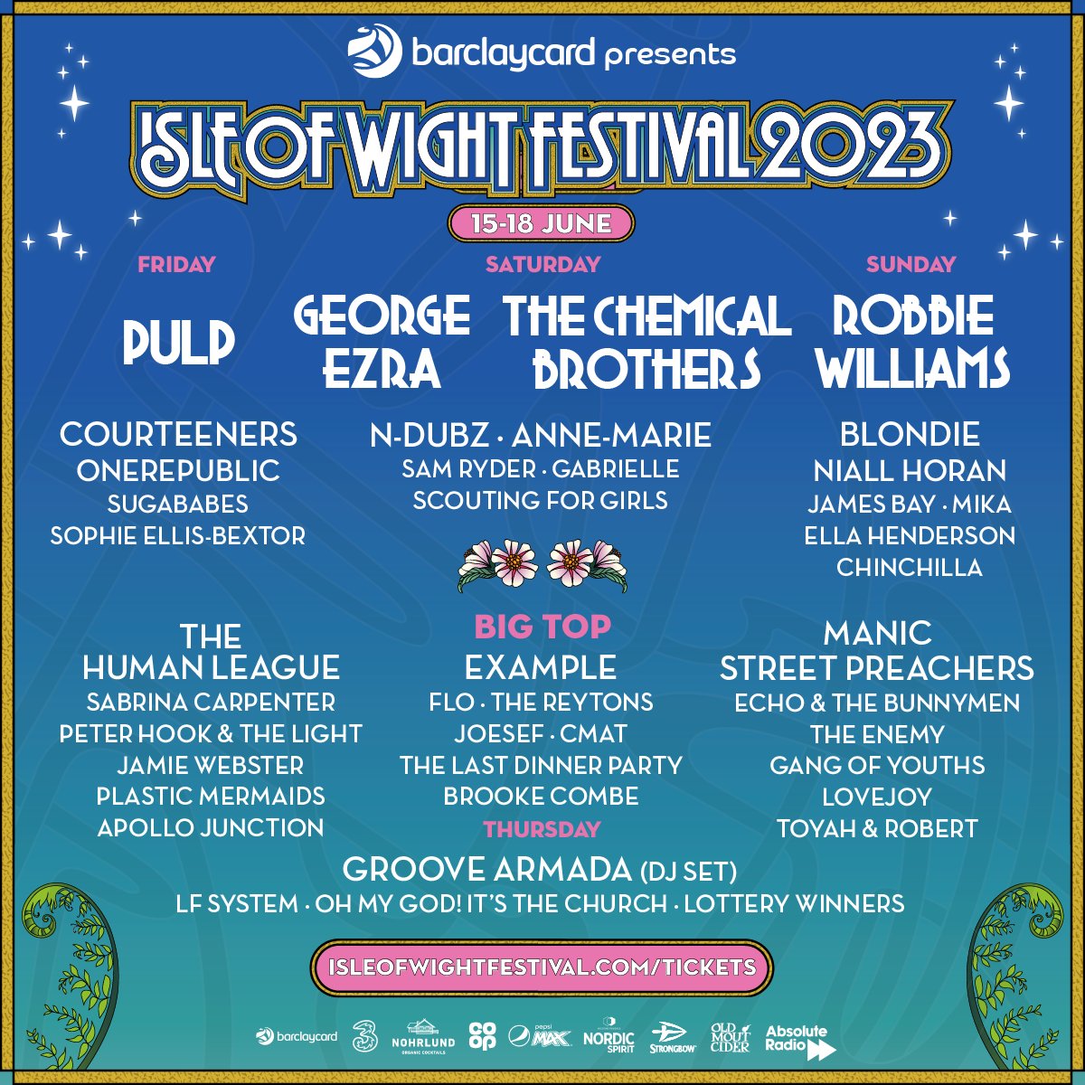 IOW FESTIVAL 🎪 😎

We will be playing on the @This_Feeling stage at this year’s @IsleOfWightFest 💥

A huge thanks to the TF team for having us on, we’re over the moon 🙌

Tickets available in our bio, and as usual, be there or be a muppet 🤷

#BarclaycardxIOW #IOW2023