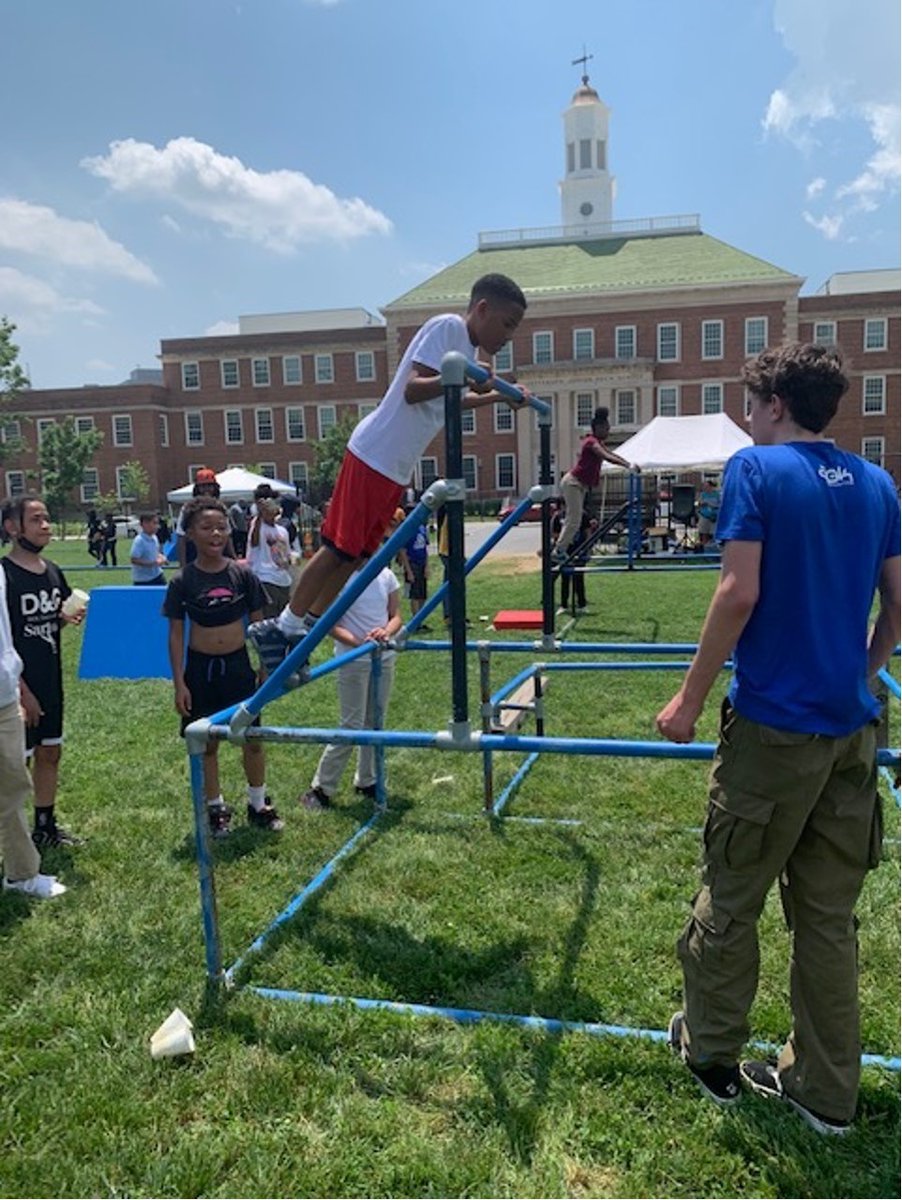 Our 7th grade Parkour and Rock-Climbing cornerstone teaches students a variety of movement techniques that allow them to overcome physical and mental obstacles in their environment. Students then have the opportunity to display their mastery at our Annual Parkour Jam, June 1st!