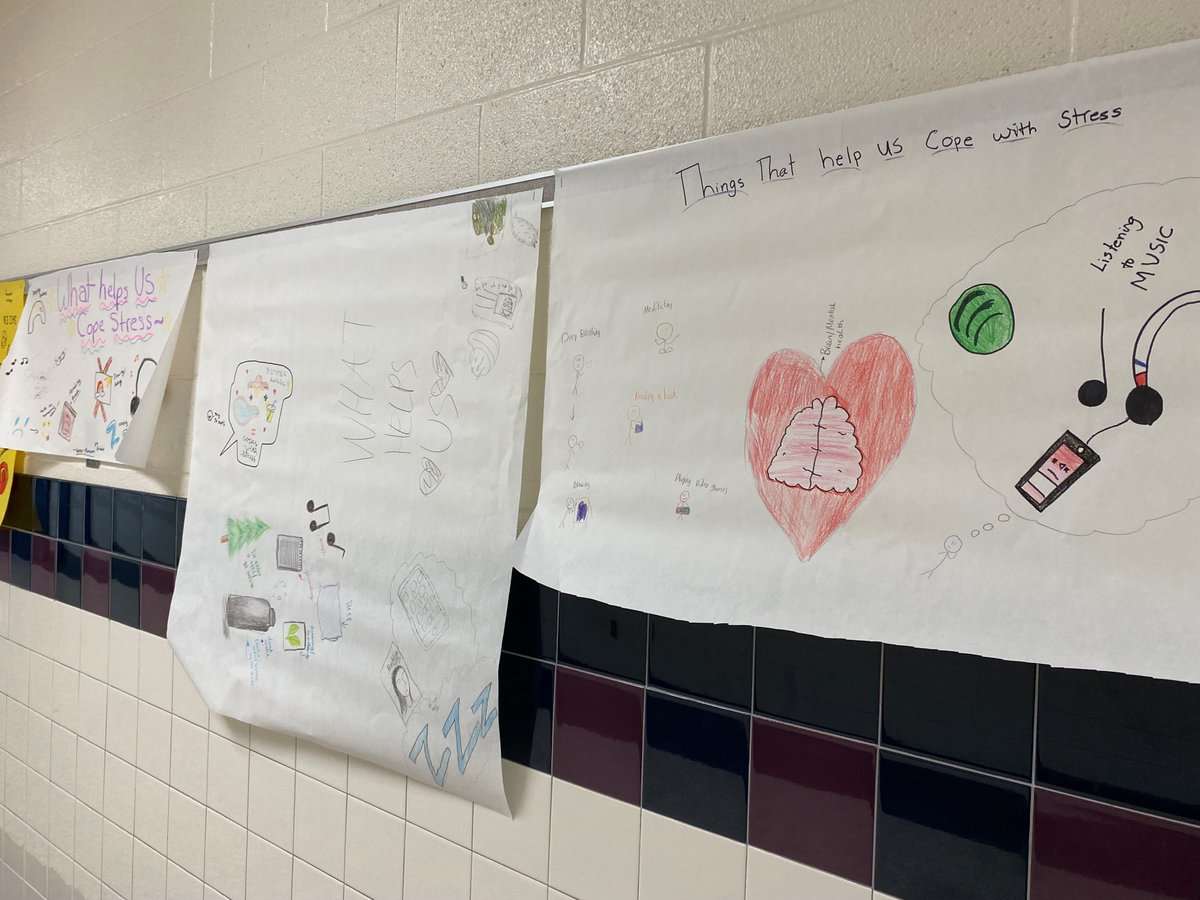 LCPS_Mercer's tweet image. Mercer students created banners on ways to cope with stress for May to honor Mental Health Awareness Month. #BuildingaLegacy