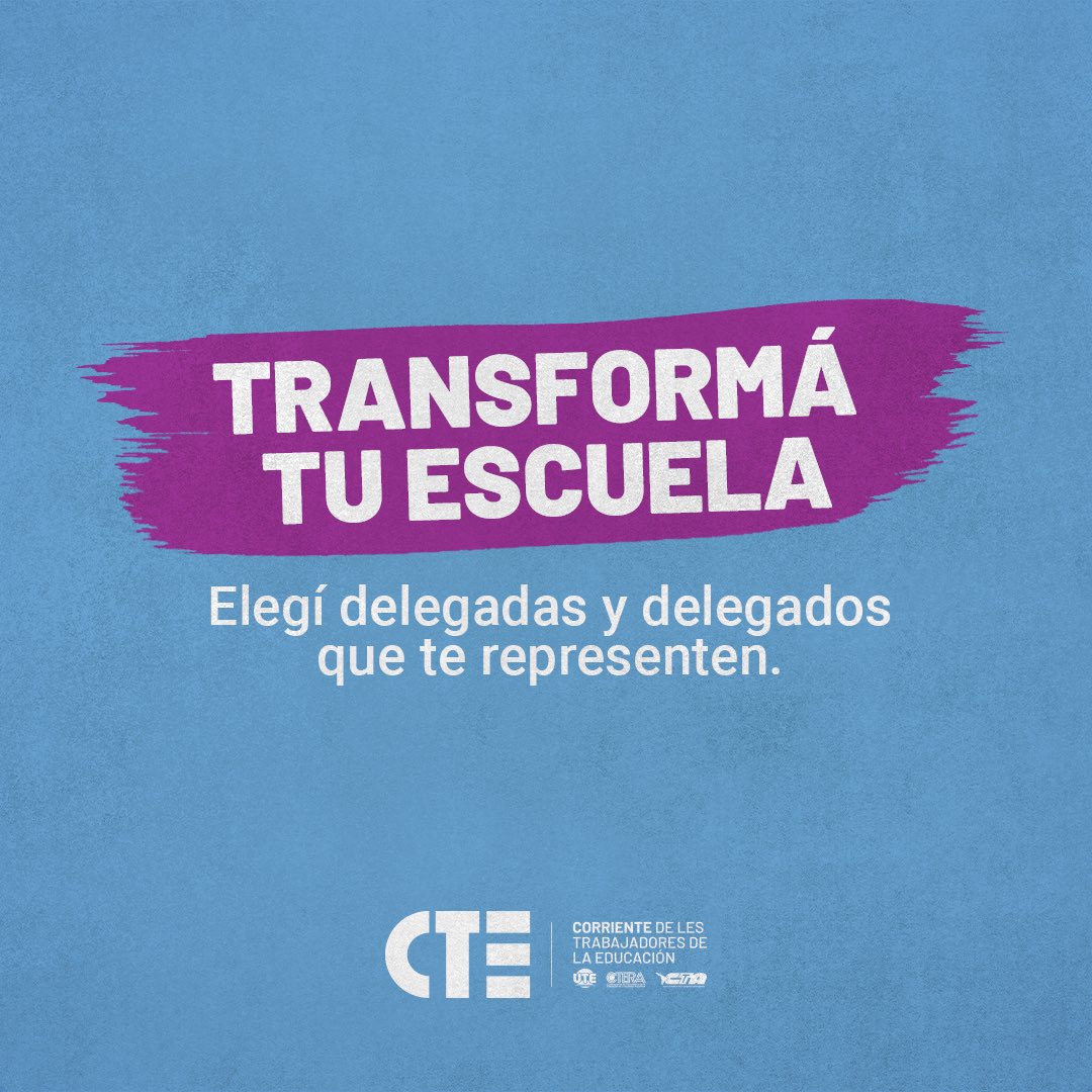 CteEducacion's tweet photo. Las elecciones de delegadas y delegados son nuestro derecho.

¡Sumate a defenderlo, sumate a transformar! 💪🏼 https://t.co/3FbHoiQl8G