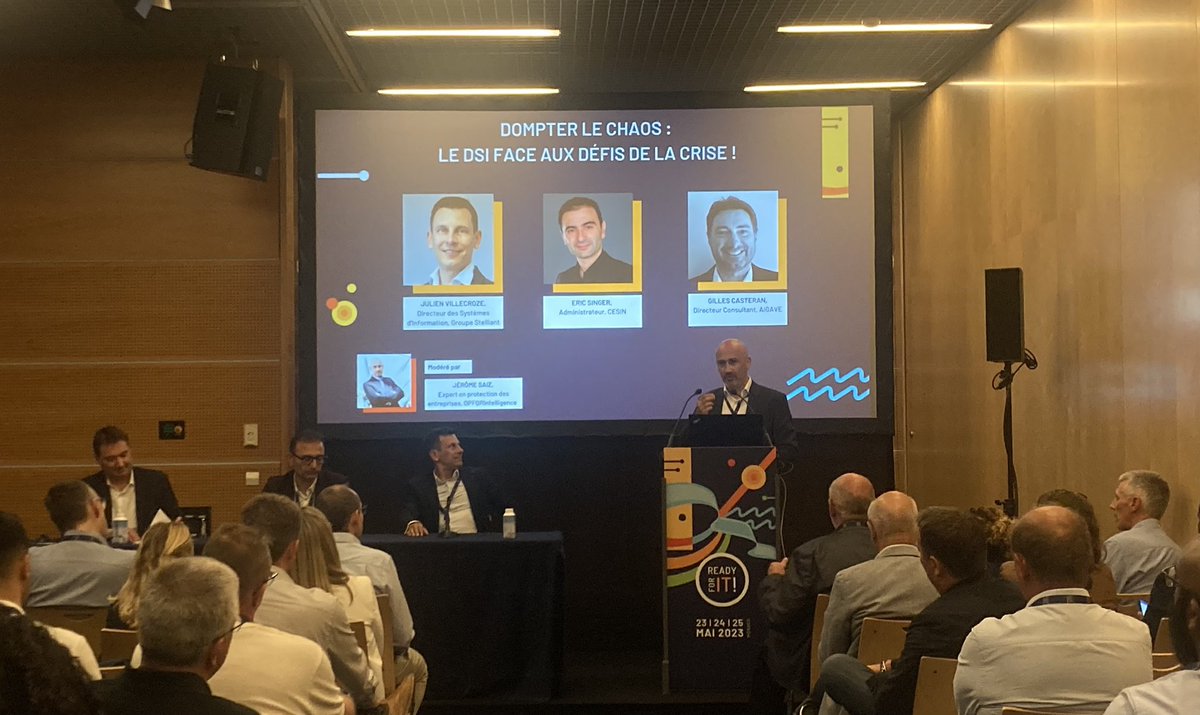 DSI face aux crises... 

Apprenez à dompter le chaos dans cette table-ronde présentée par Julien Villecroze (<a href="/Stelliant/">Stelliant</a>), <a href="/GillesCasteran/">Gilles Castéran</a> et Eric Singer (@Cesin_France) ! 🤝

Un moment modéré par @Jeromesaiz.