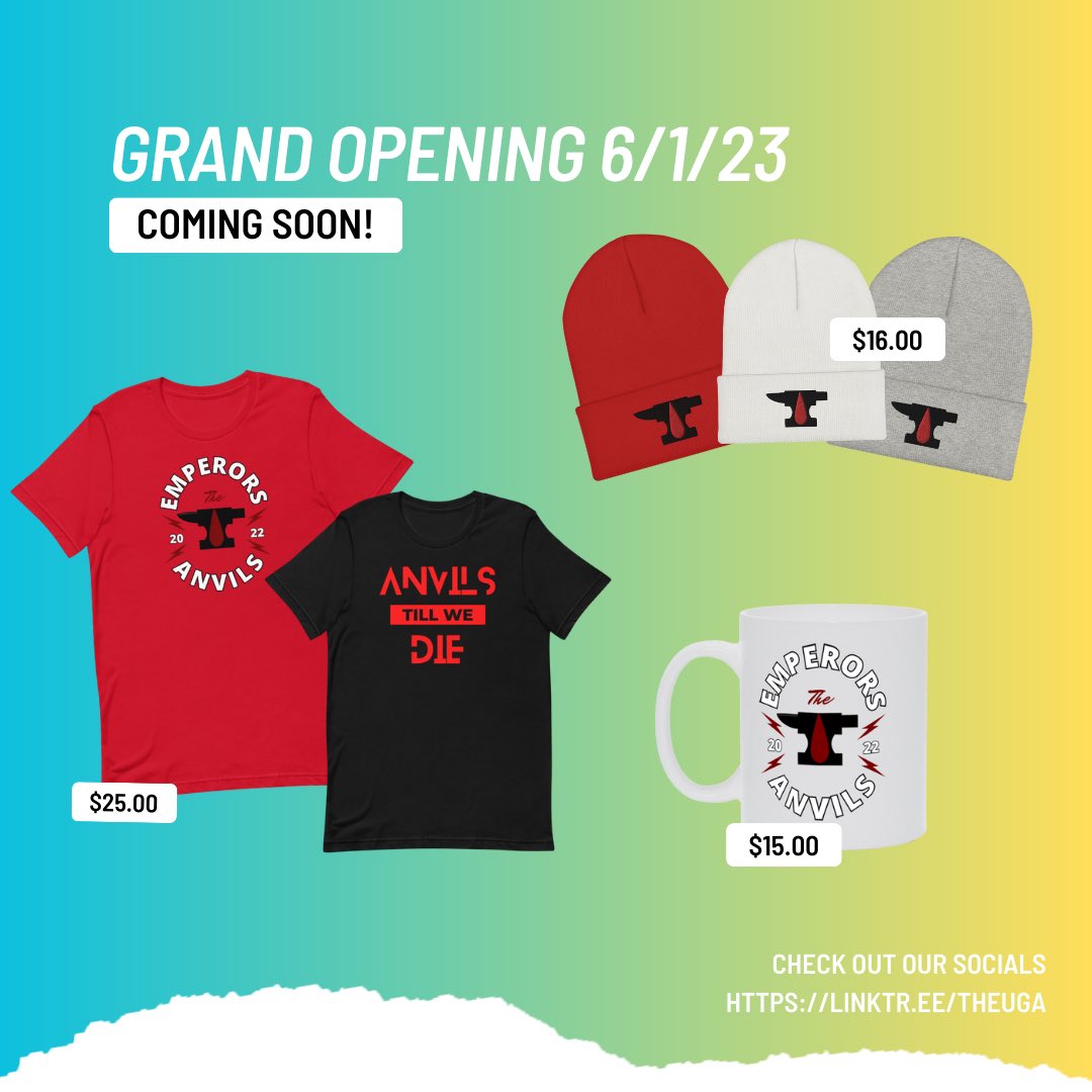 CommunityUga's tweet image. The Emperors Anvils also get some 
#merchandise on the store! 

#Belgorod #Bitcoin #LeBronJames #LISAXCELINE #TAEHYUNGxCELINE #tuesdayvibe #community #gamingcommunity #merch #product #productdesign