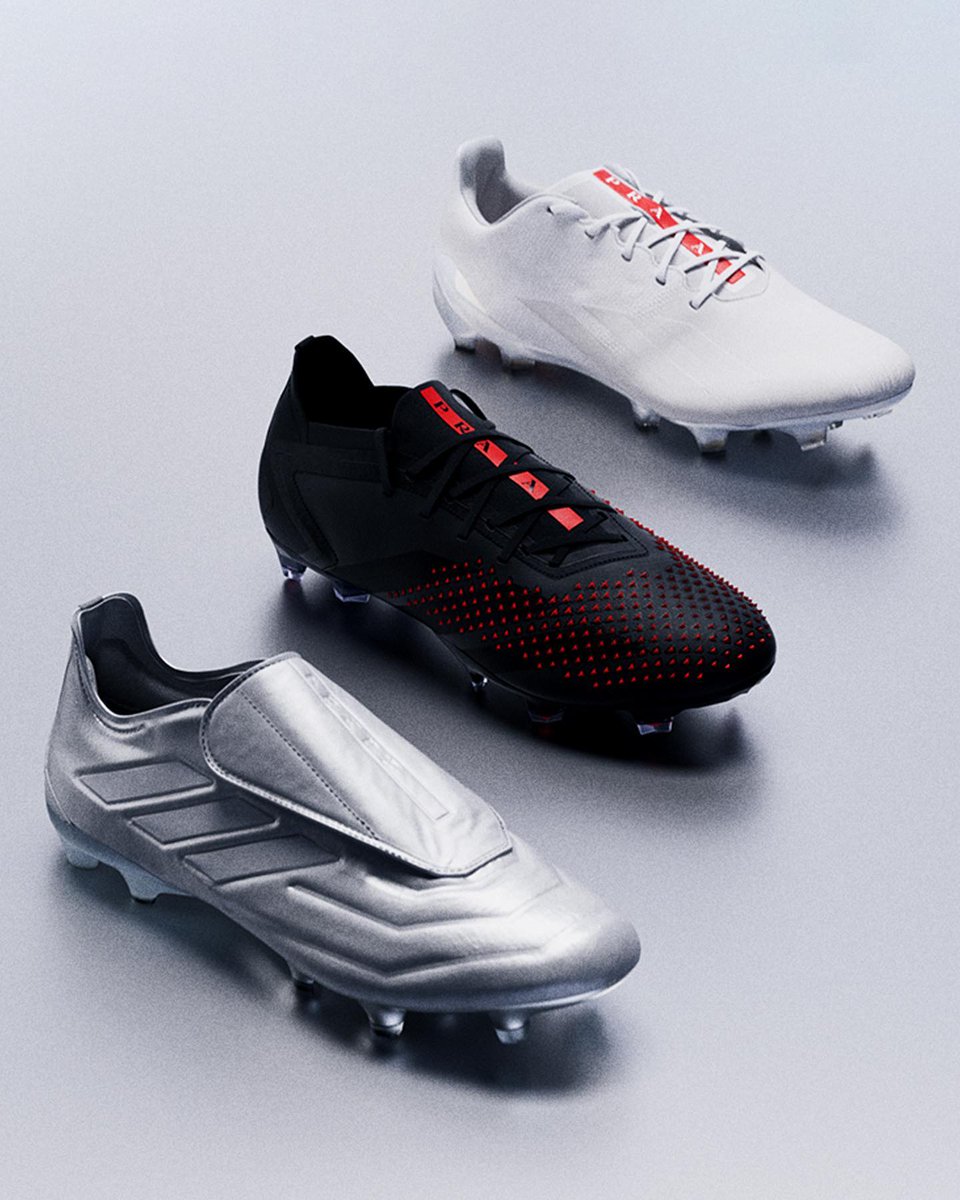 🔴⚽️ PRADA x @adidasfootball

High-end fashion meets top-class football with the adidas Football for Prada Pack, reimagining the Copa Pure, Predator, and X Crazyfast boots with luxury materials and #PradaLineaRossa details, releasing Thursday, May 25.