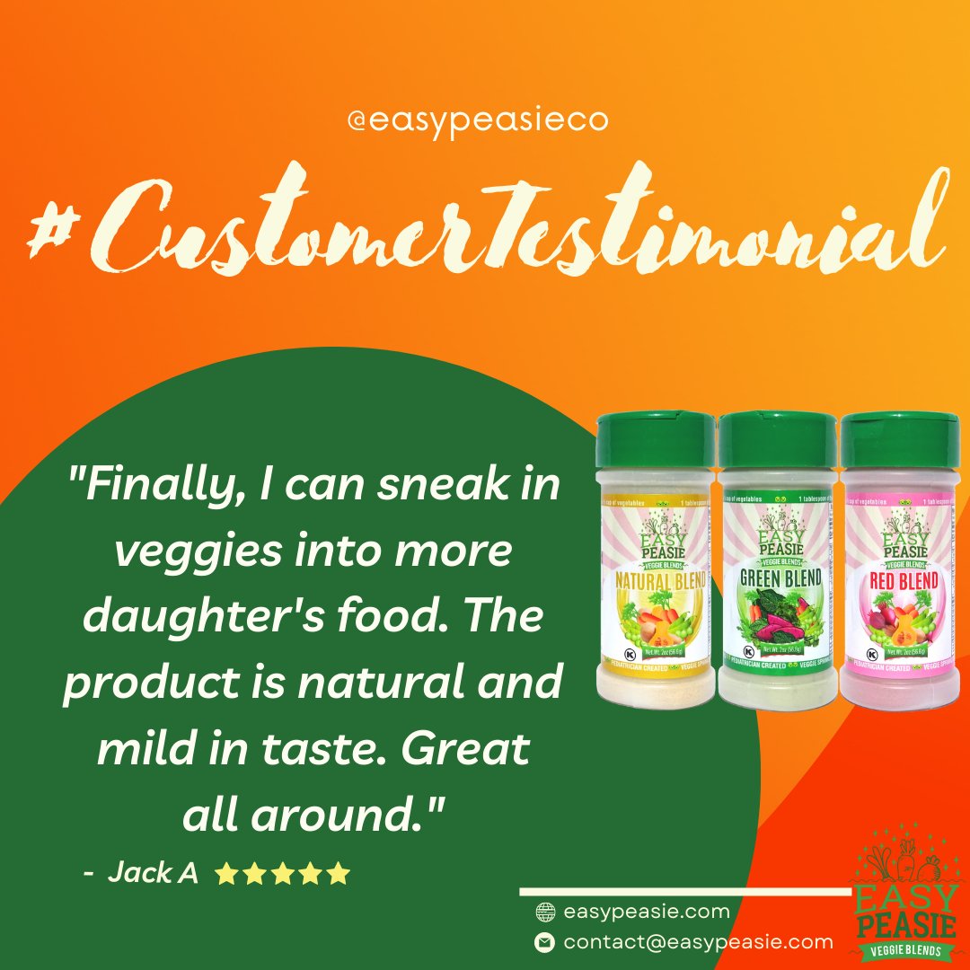easypeasieco's tweet photo. Thank you for sharing your experience with our product! We're glad to hear that it exceeded your expectations

#easypeasie #veggiepowder #healthykids #momapproved #pickeater #pickyeaterapproved #customerfeedback #customertestimonial https://t.co/cSIU1ffnJm