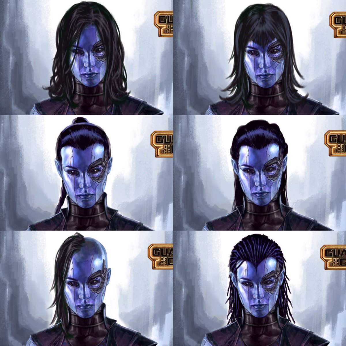 Guardians of the Galaxy: Vol. 3 concept art- Nebula with hair? Enjoyed exploring the possibilities. It’s crazy to see how this character has evolved through the films. What a great character arc! #nebula #guardiansofthegalaxyvol3