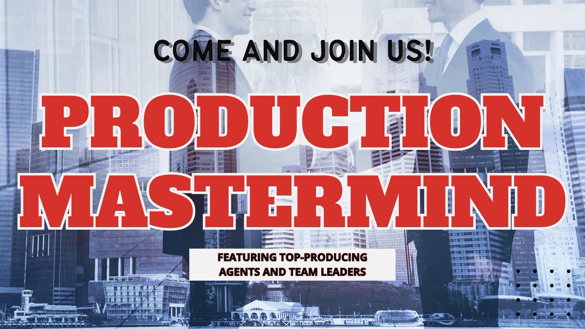 Discover the latest strategies for lead generation, client acquisition, and listing price improvements that are working right now. Don't miss out on this opportunity to elevate your real estate game!
#KWAgent #CBAgent #Realtors #TopProducer

REGISTER HERE:
productionmastermind.joinkodi.com/home