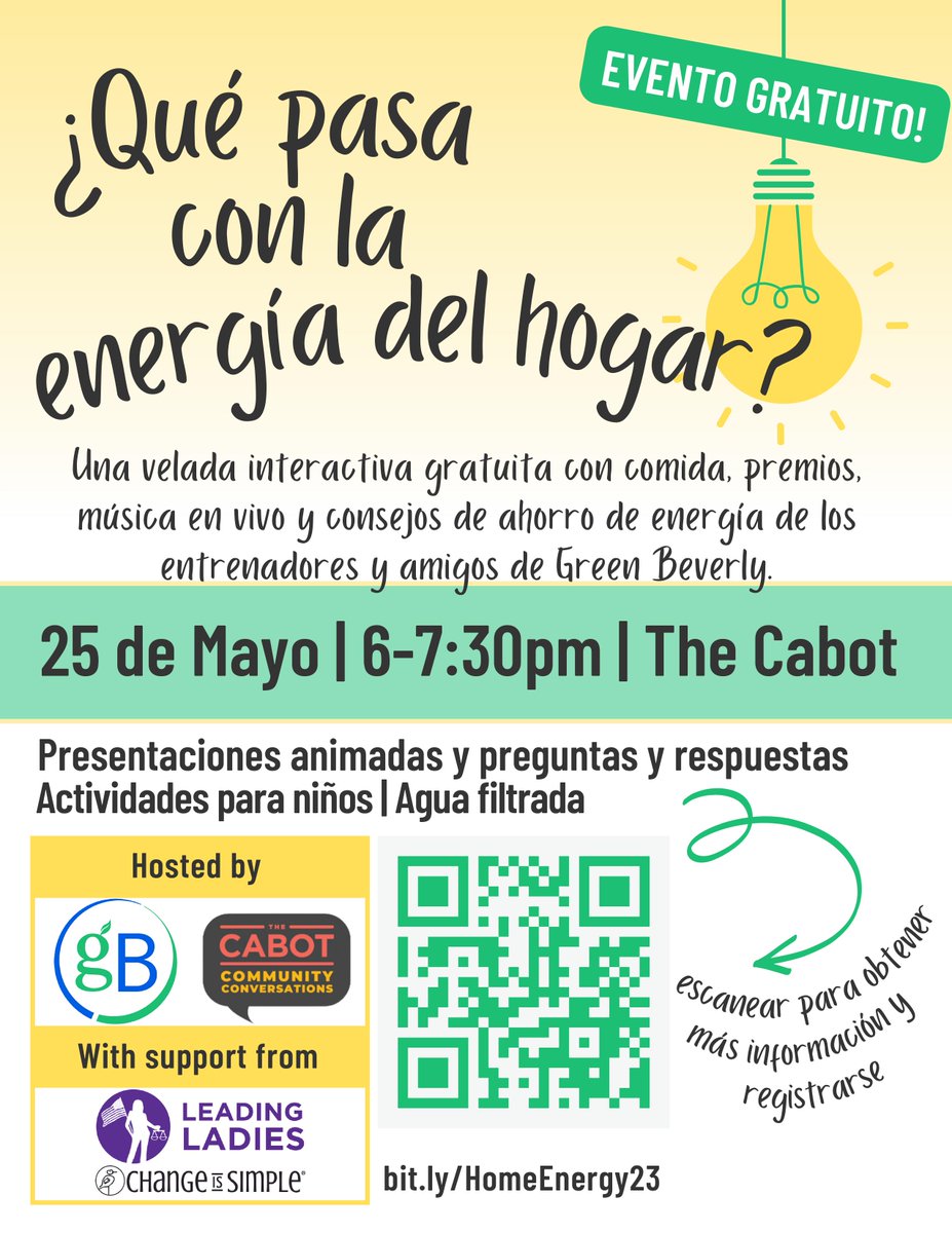 Join <a href="/GreenBeverlyMA/">Green Beverly</a>  for a free
interactive evening with food, prizes, live music, and
energy-saving tips this Thursday, May 25th from 6-7:30pm at The Cabot! @MyBeverly01915 
#Energy #SaveEnergy