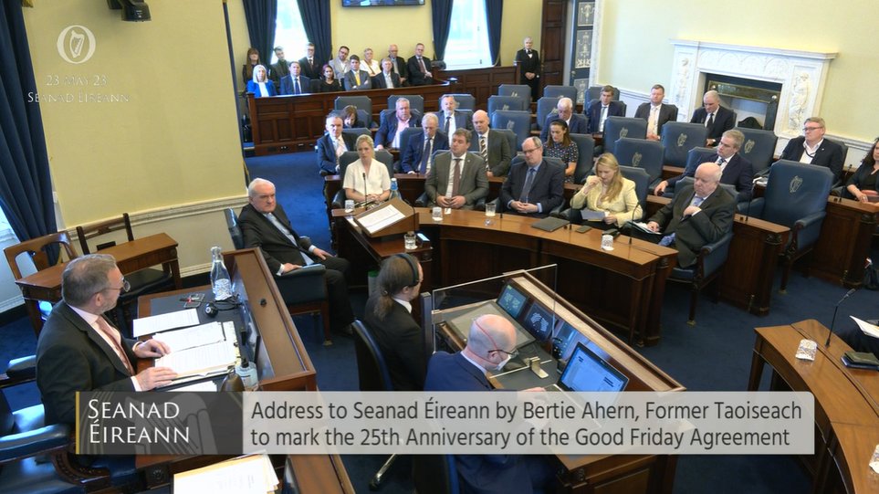 Fantastic to see former Taoiseach Bertie Ahern address the Seanad and join us now in marking the 25th anniversary of the Good Friday Agreement.

#GoodFridayAgreement #GFA25