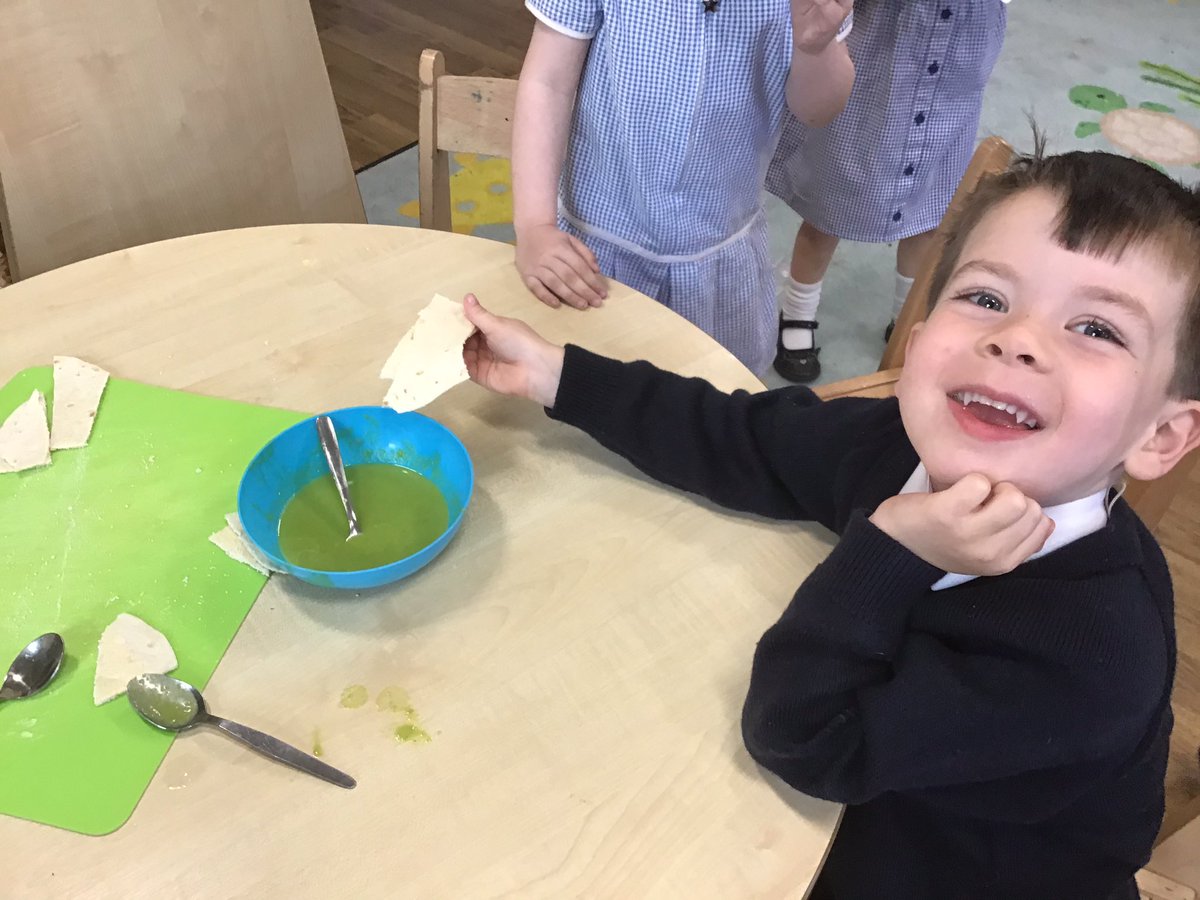 The children followed an easy pea soup recipe today. They were not sure that they would like it but we had lots of happy faces and thumbs up. #OLGHEYFS #OLGHeyfs #OLGHdt #soup #peas #evilpea #supertato #OLGHenglish